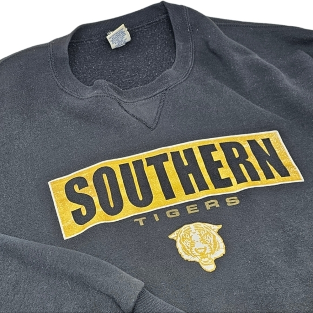 Vtg 90s Texas Southern Tigers University Russell Athletic Spellout Crewneck 2XL